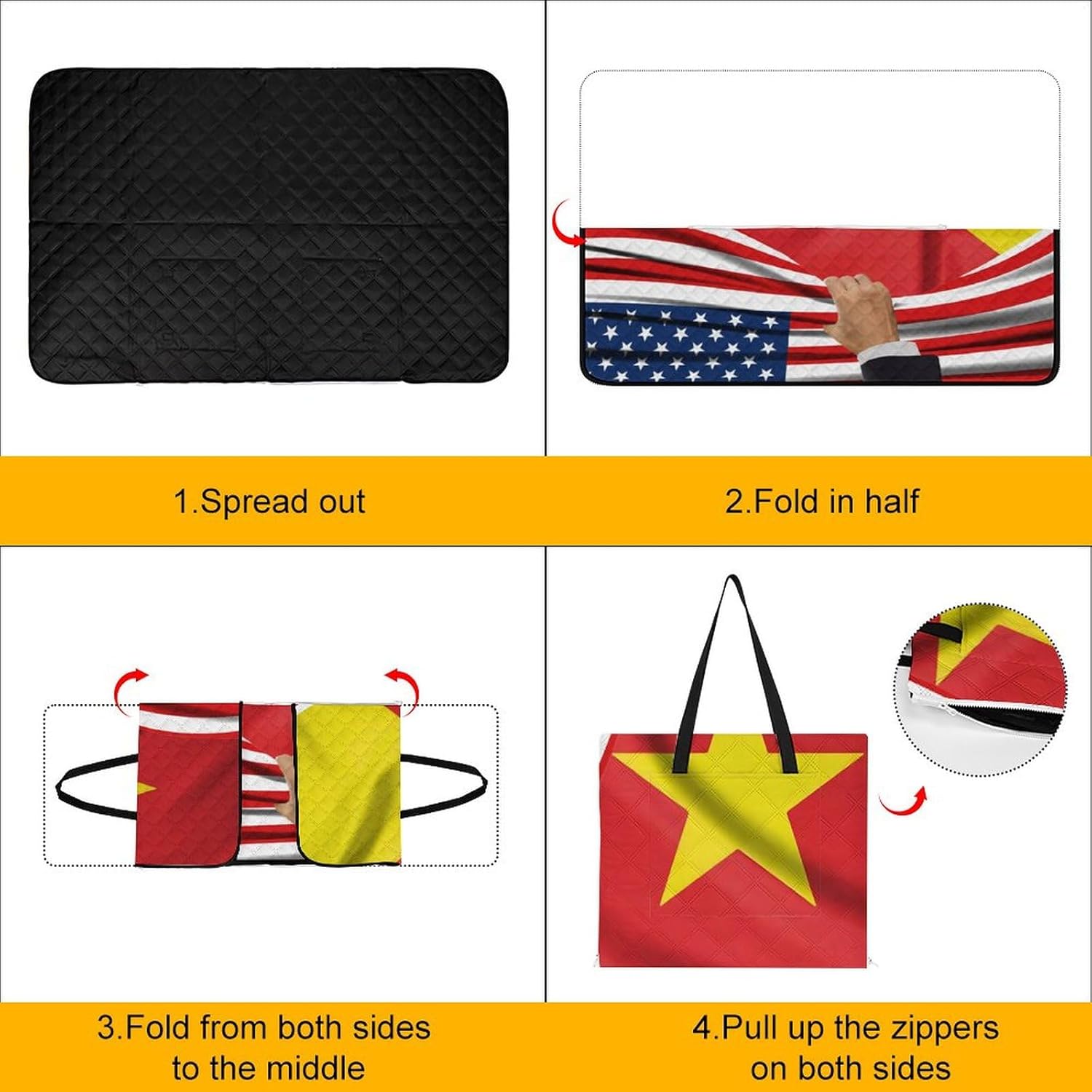 America Flag and Tigray Flag Picnic Blankets,Portable Waterproof Foldable Picnic Mat,Sandproof Outdoor Mat for Park Picnic Blanket Accessories for Adults