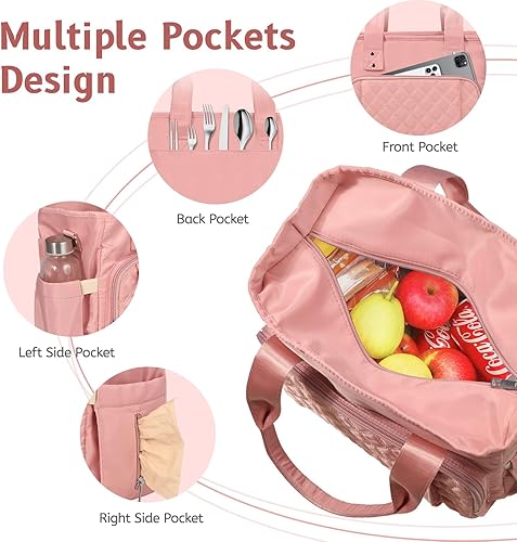 Miniatura 3 de Lonchera térmica para mujer, bolsa de almuerzo grande con correa extraíble para el hombro, lonchera para mujeres, bolsa de almuerzo a prueba de