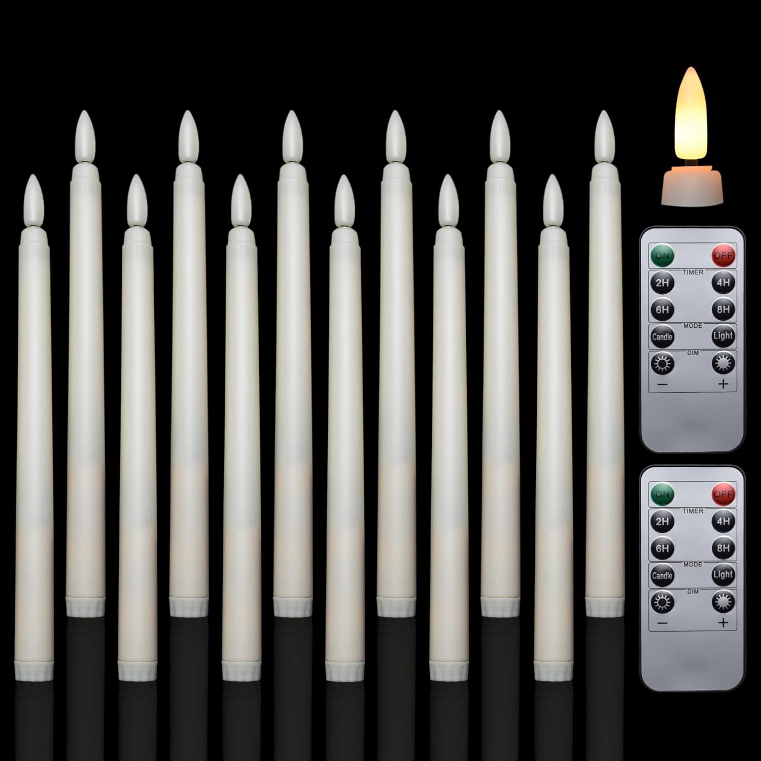 JACEPFY LED Taper Candles 12PCS Battery Operated Tapered Candle Lights