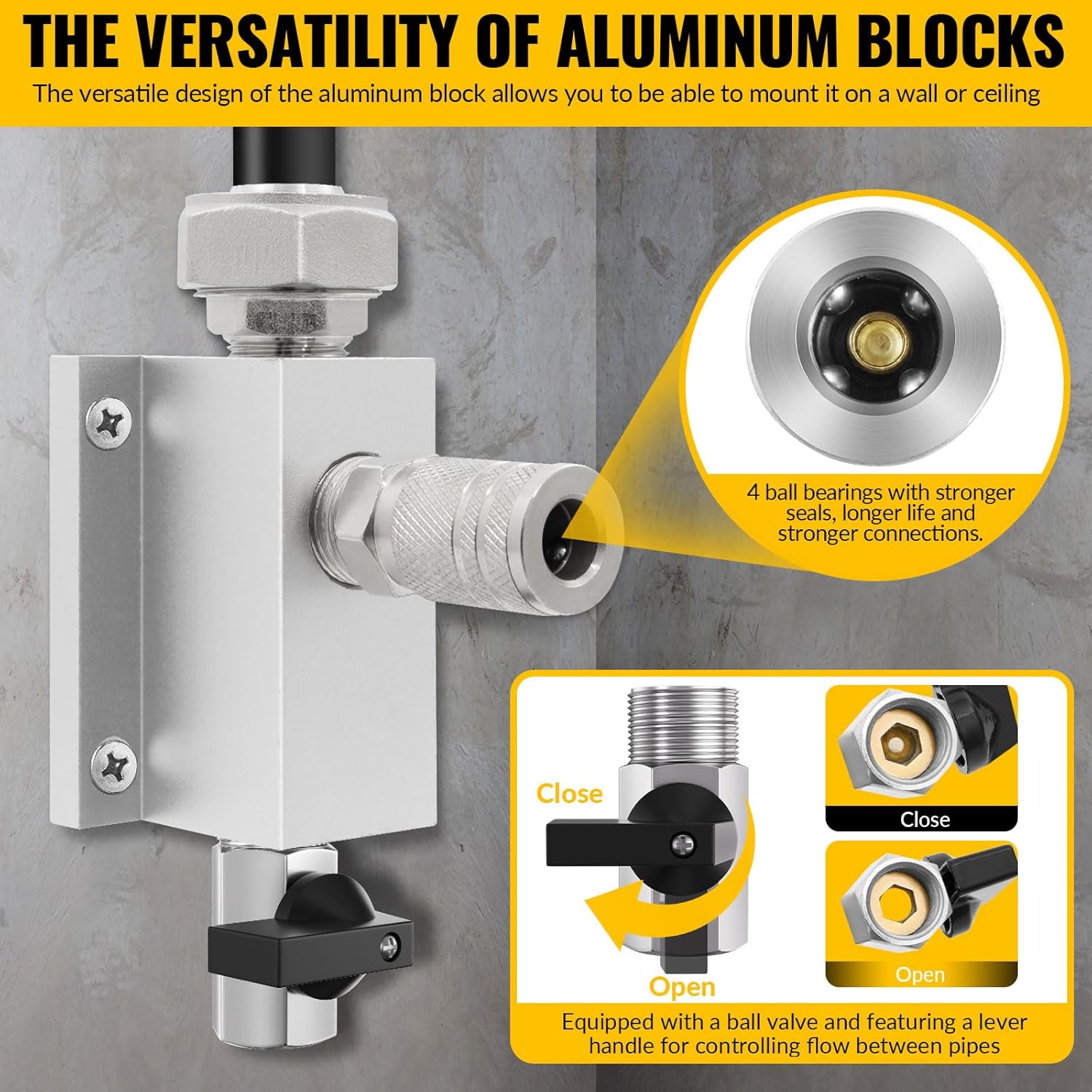 Shop Air Line Kit,Black 3/4 Inch x 100 FT Compressed Air Piping System,HDPE Tubing and Aluminum Outlet Blocks,Air Line Tubing Kit, for Shop,Garage - Image 5