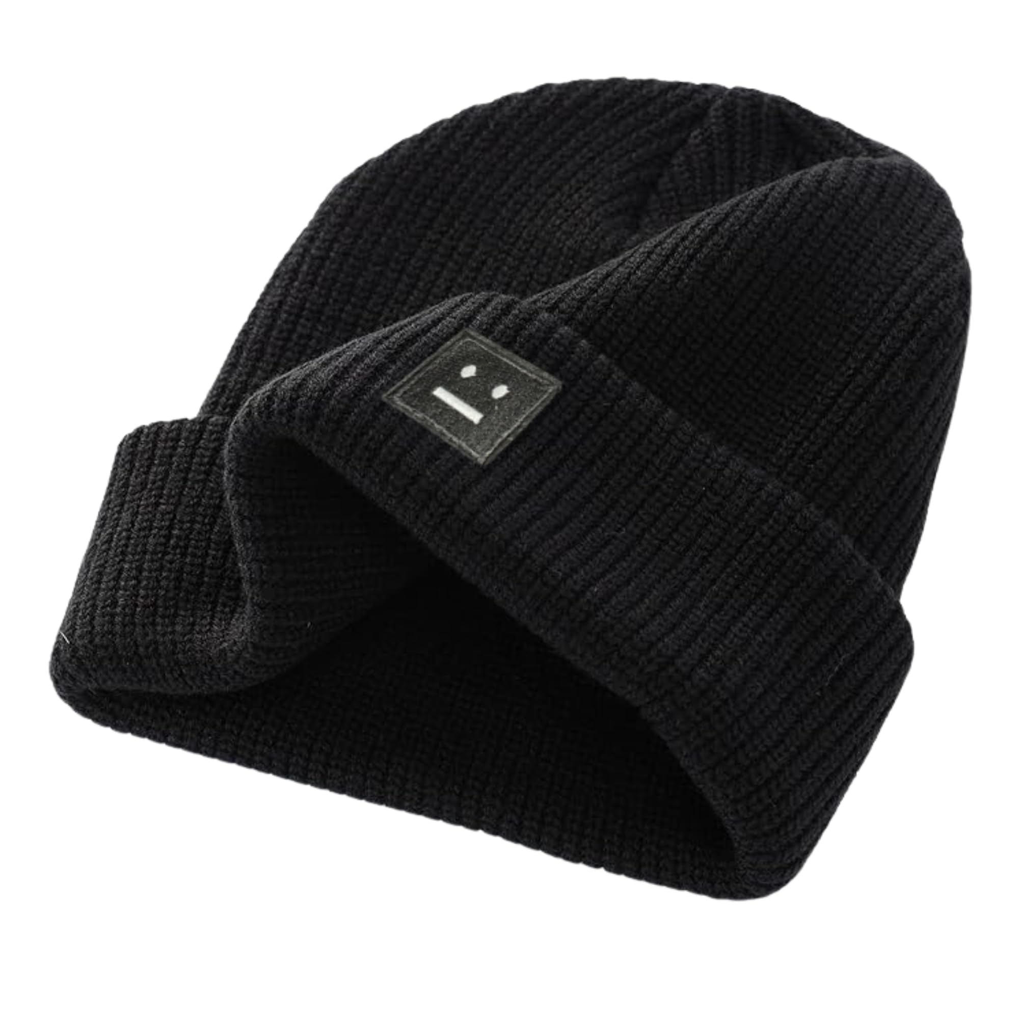 ATLASEASE Winter Hats for Women and Men Beanie Hat Boys Knit Cuffed Beanies Cute Hats Smiley Face Skull Cap for Adult Ski Hat (in, Alpha, Free Size, Black) 1
