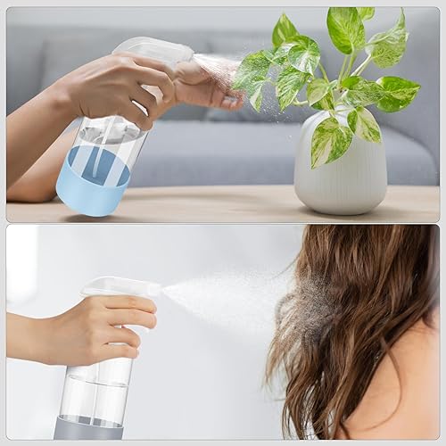 Miniatura 7 de Paquete de 2 botellas de vidrio con funda de silicona, recipientes vacíos recargables de 16 onzas con boquillas de pulverización ajustables,