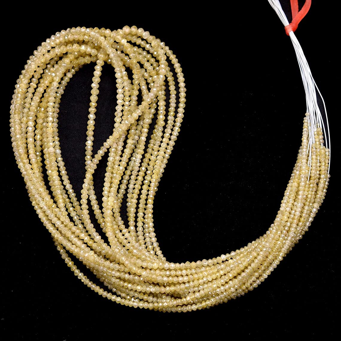 Naturalne mikro fasetowane koraliki okrągłe AAA+ z drobnym żółtym diamentem, sznurek 19 cm, rzadki żółty diament szlachetny kamień szlachetny luźne koraliki, Kamień szlachetny, Żółty diament