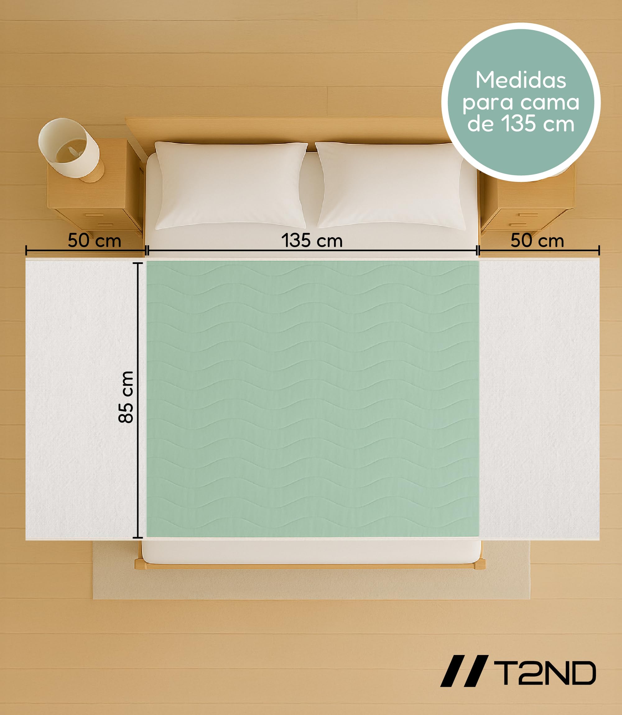 Pack de 2 Empapadores Cama Adultos Lavables con Alas 135x85 cm – Protector Cama 4 Capas, Impermeable, Absorbente y Reutilizable para Incontinencia Adultos, Personas Mayores, Niños y Bebes