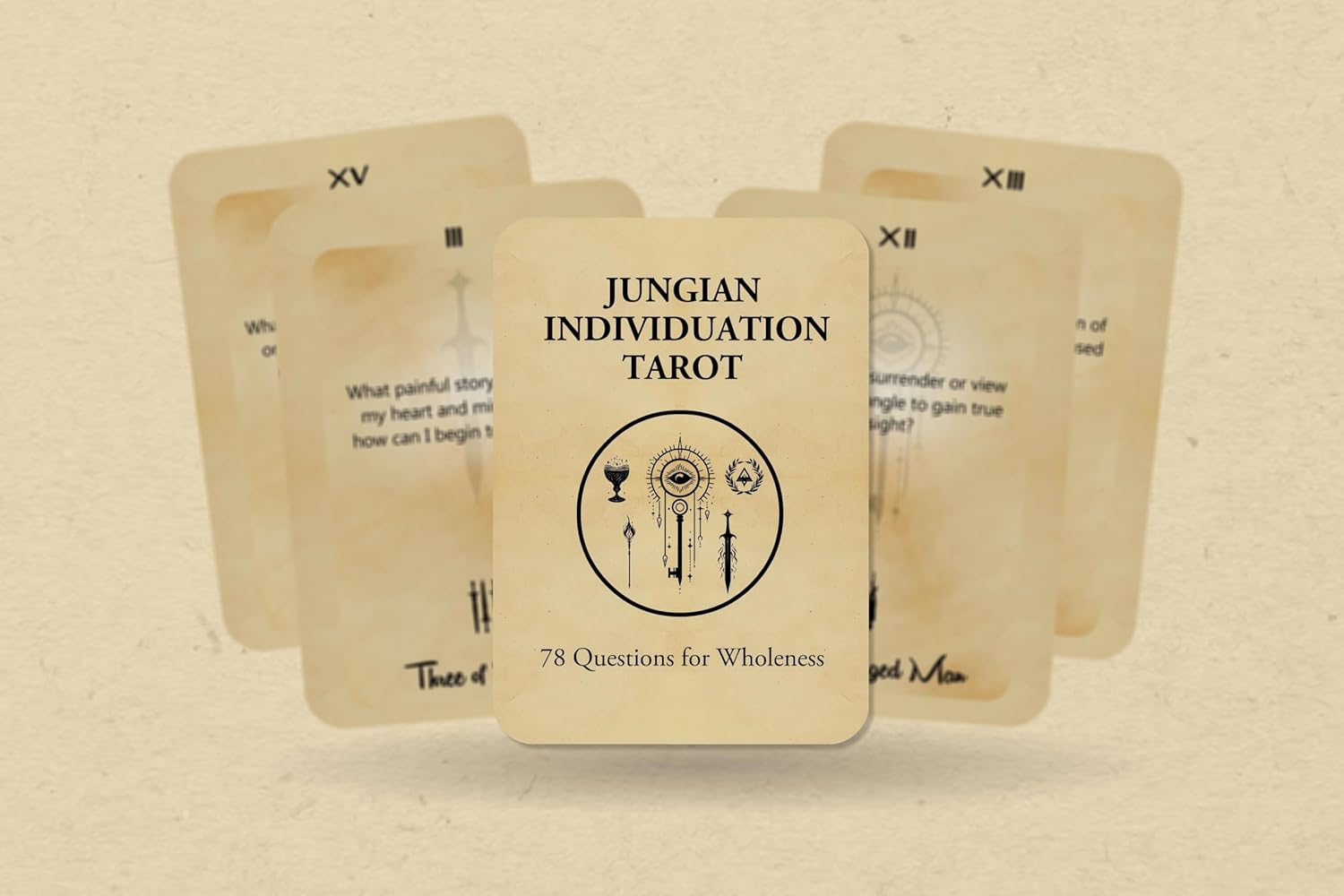 Jungian Individuation Tarot Deck - 78 Archetype Question Cards for Shadow Work, Self-Inquiry & Inner Integration - Includes Guidebook and Premium Storage Box
