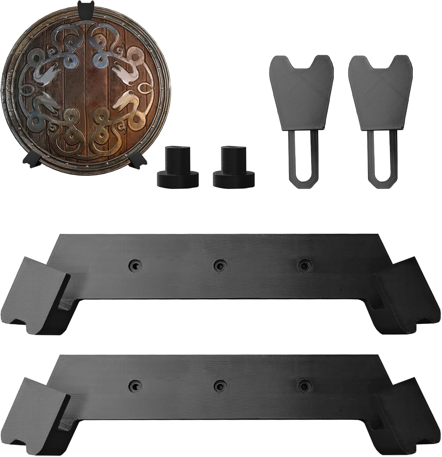 2Pcs Shield Wall Mount Display Shelf, Shield Horizontal Wall Mount Organizer, Adjustable Wall Mounted Shield Display Bracket, Wall Display Shelf For Collectibles, Accommodates Shields Of Styles