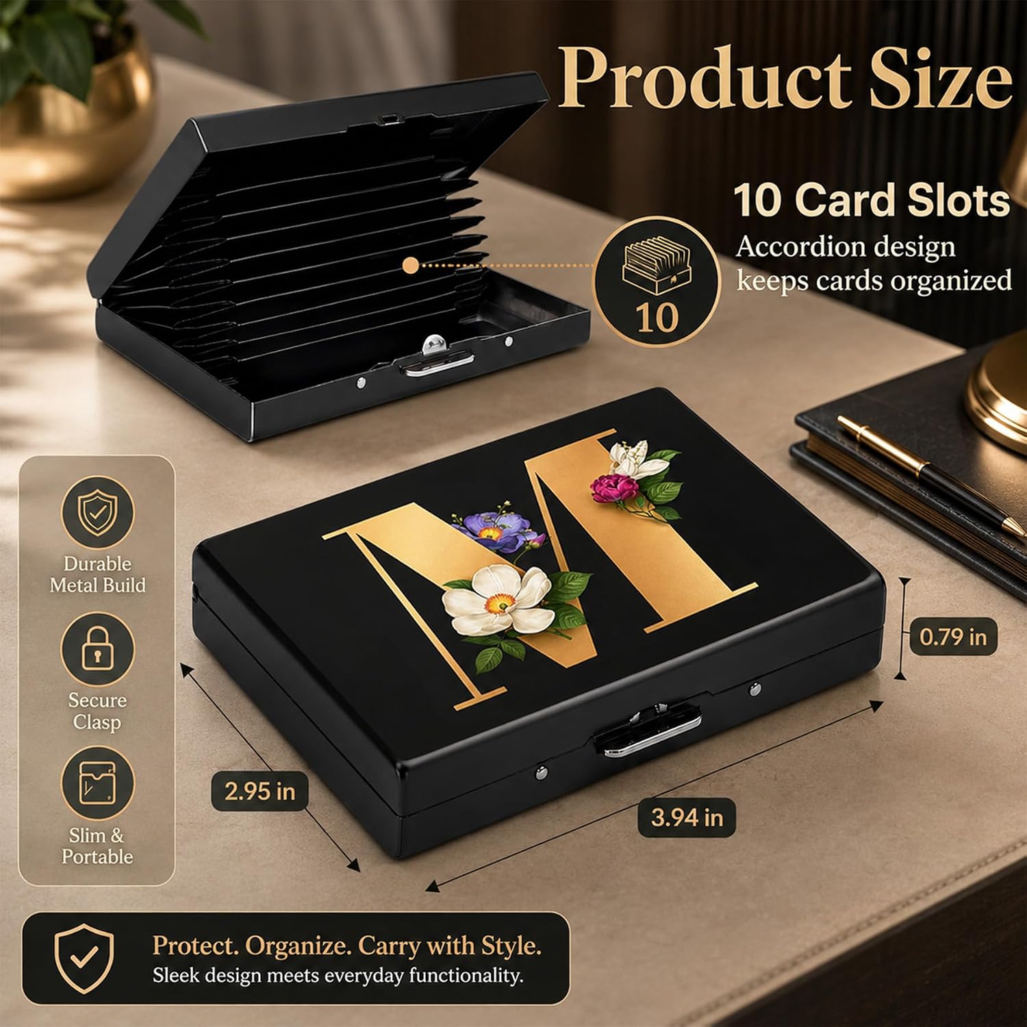Initial K Metal Wallet Credit Card Protector Case Equipped RFID Blocking image 4