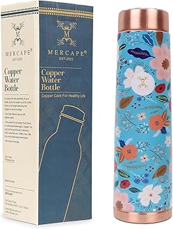 Copper Water Bottle A Handmade Ayurvedic Enameled Print Pure Copper Water Bottle For Drinking - Increase Your Water Consumption, and Experience Immediate Health Benefits 900ml (Blue)