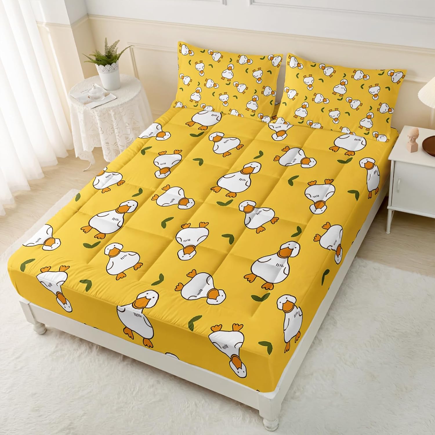 Axolotl Black and White Stars King Mattress Pad,Top Mattress Cover Quilted Fitted Mattress Protector 16" Deep Pocket Mattress Pad for Kids Girls Boys Teens,1 Mattress Pad 2 Pillowcasess,78X80 Inches