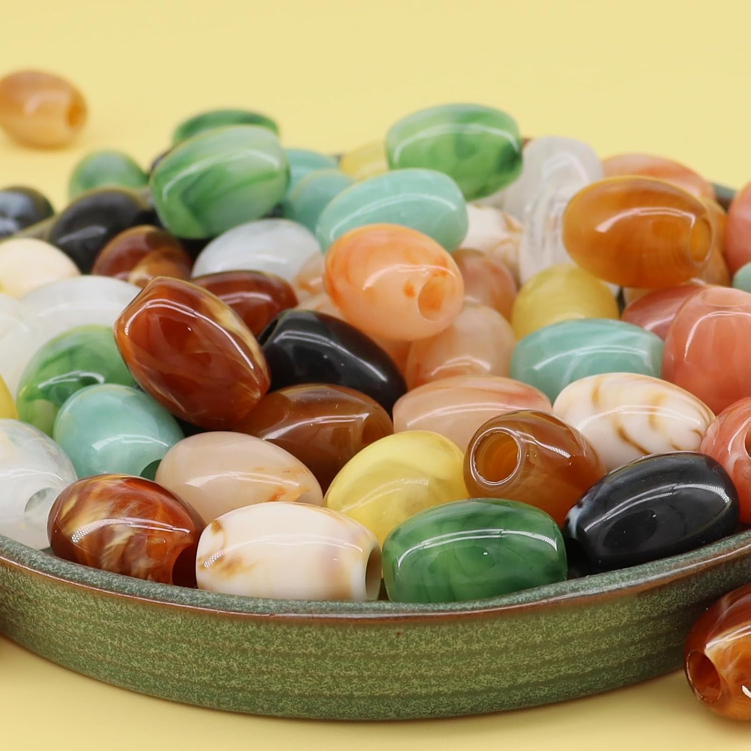 140pcs Barrel Macrame Large Hole Acrylic Beads 17mm*13mm Mix 10 Color for Craft (Hole: 5mm)