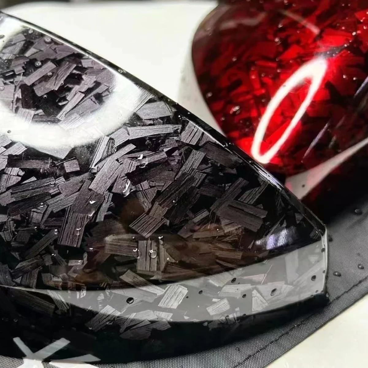 Queenbox 19.6x236.2in Forged Gloss Car Vinyl Wrap, Carbon Fiber Self-Adhesive Auto Decal Sticker for Furniture Motorcycle Bike, Glossy Black