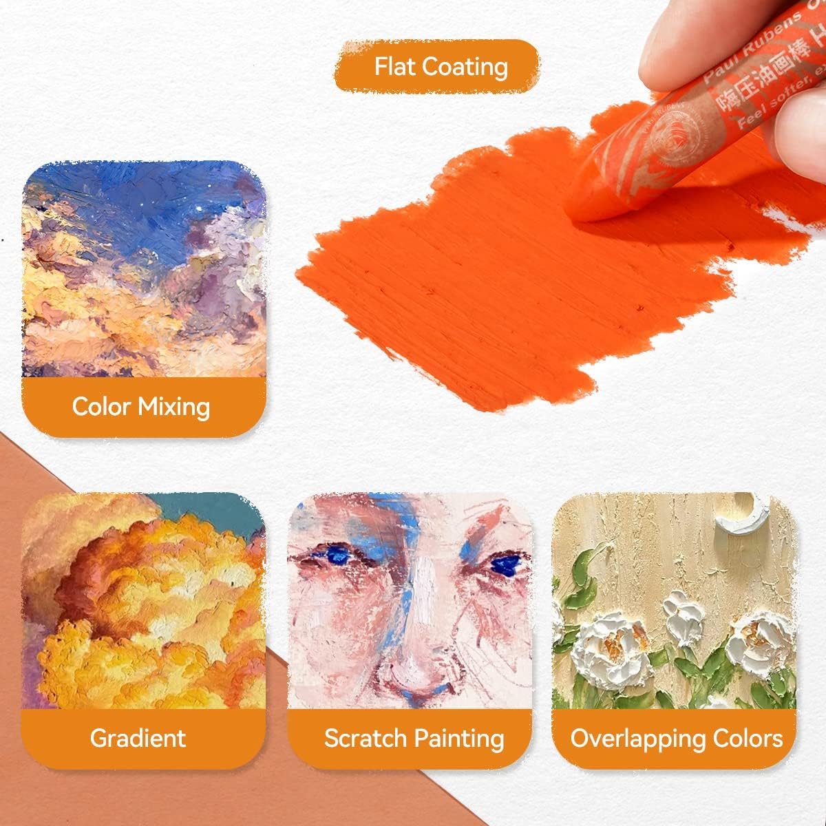 Paul Rubens Ensemble de pastels à l'huile – 72 couleurs vives, texture ultra douce et crémeuse, facile à mélanger pour les artistes et les débutants – Design tête ronde pour dessin, peinture, croquis