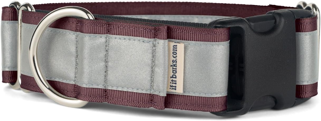 If It Barks - 1.5" Reflective Martingale Collar with Quick Snap Buckle for Dogs - Adjustable - Made in USA - Strong, Durable, and Comfy - Ideal for Training - Fits Most Breeds - Small, Burgundy