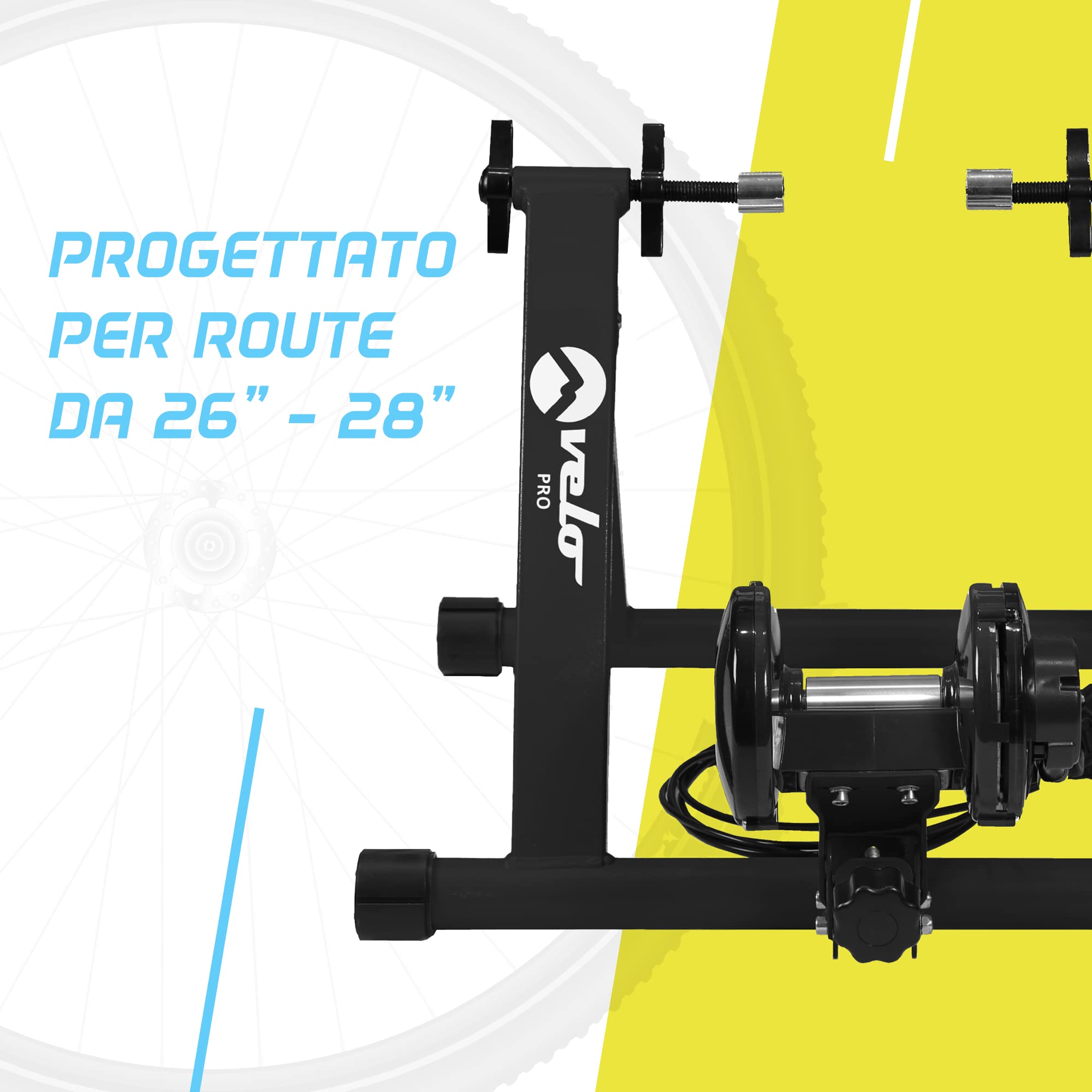 Turbo Trainer - Bicicletta da allenamento magnetica a resistenza variabile per bici da strada e da montagna - Supporto da allenamento stazionario - Telaio pieghevole in acciaio - Ruote da 66
