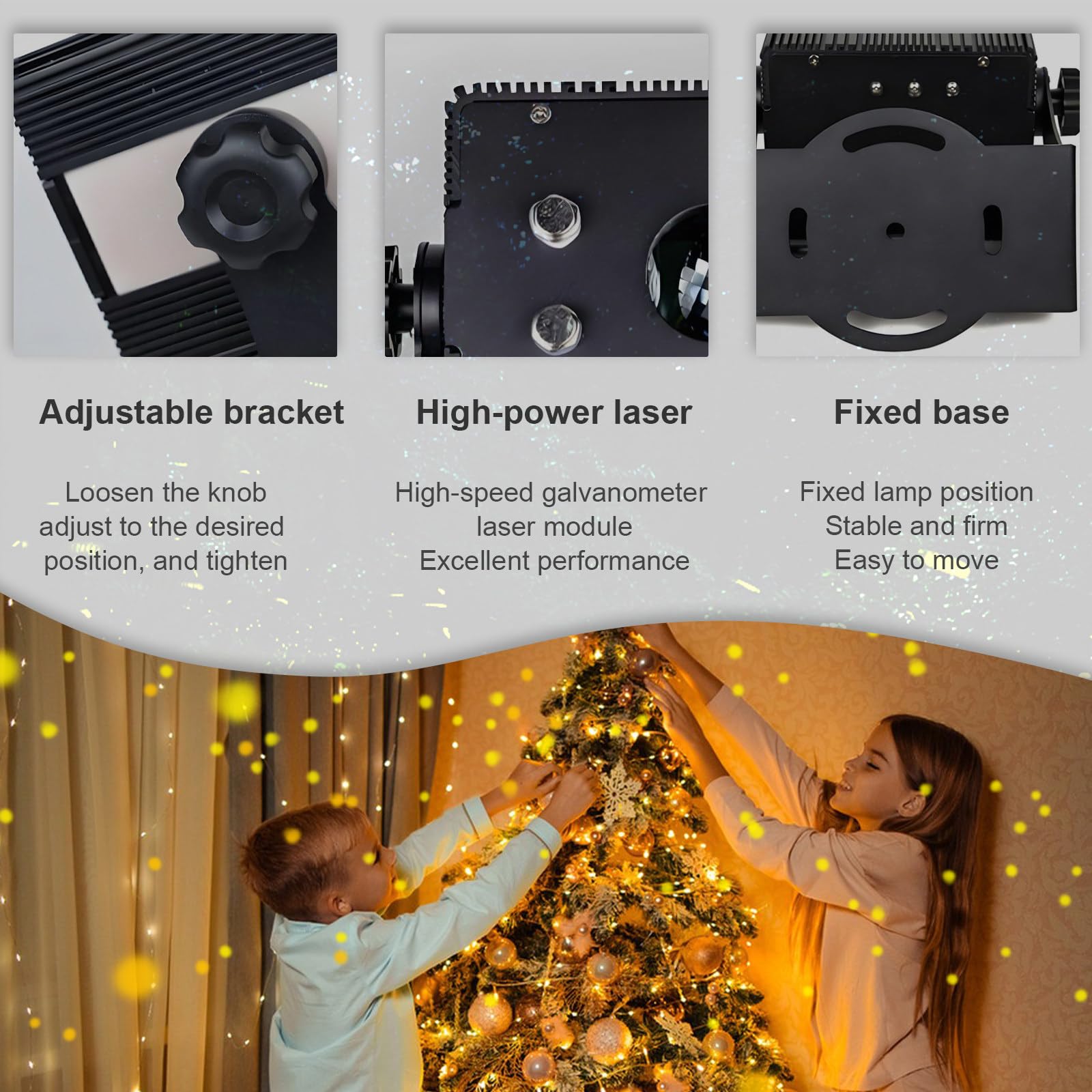 SHAHRYAR Proiettore Starlight Impermeabile 20w,Laser Ad Alta Potenza,Base Lampada Fissa,Angolo Regolabile,per Decorazioni da Giardino, Patio, Feste di Natale