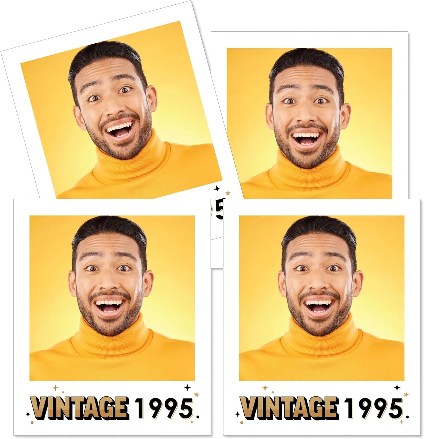 Big Dot of Happiness Custom Photo Vintage Birth Year Cut-Out Decorations, Instant Film Print-Shaped Personalized Birthday DIY Party Essentials - Set of 20