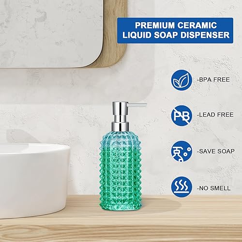 Miniatura 4 de Dispensador de jabón de manos de vidrio con bomba para cocina y baño, dispensador de jabón líquido recargable de 11 onzas