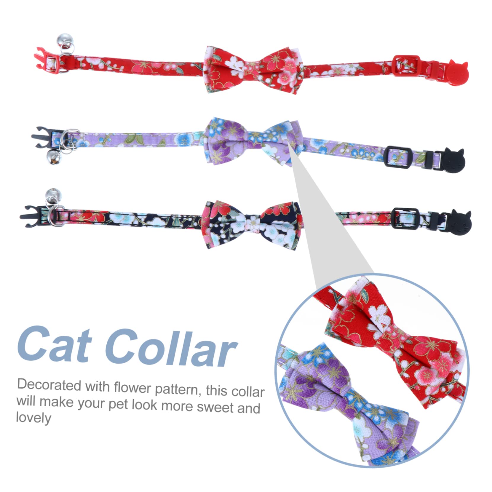 Mipcase 9pièces Collier pour Chat Réglable avec Clochette Et Nœud Fleurs De Parfait pour Animaux De Compagnie Lors des Fêtes Et Événements Spéciaux