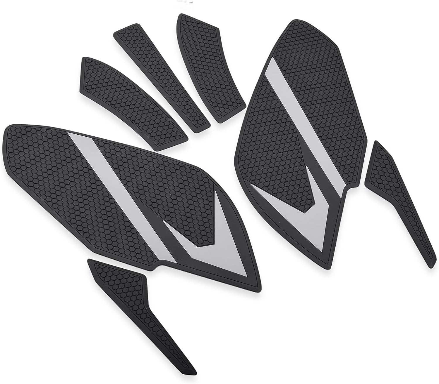 Motorcycle Non-Slip Rubber Gas Tank Pads with Knee Grips - 6-Piece Traction Side Protectors Compatible with Triumph "Daytona 660" (2024~) Tank Pad (Gray)