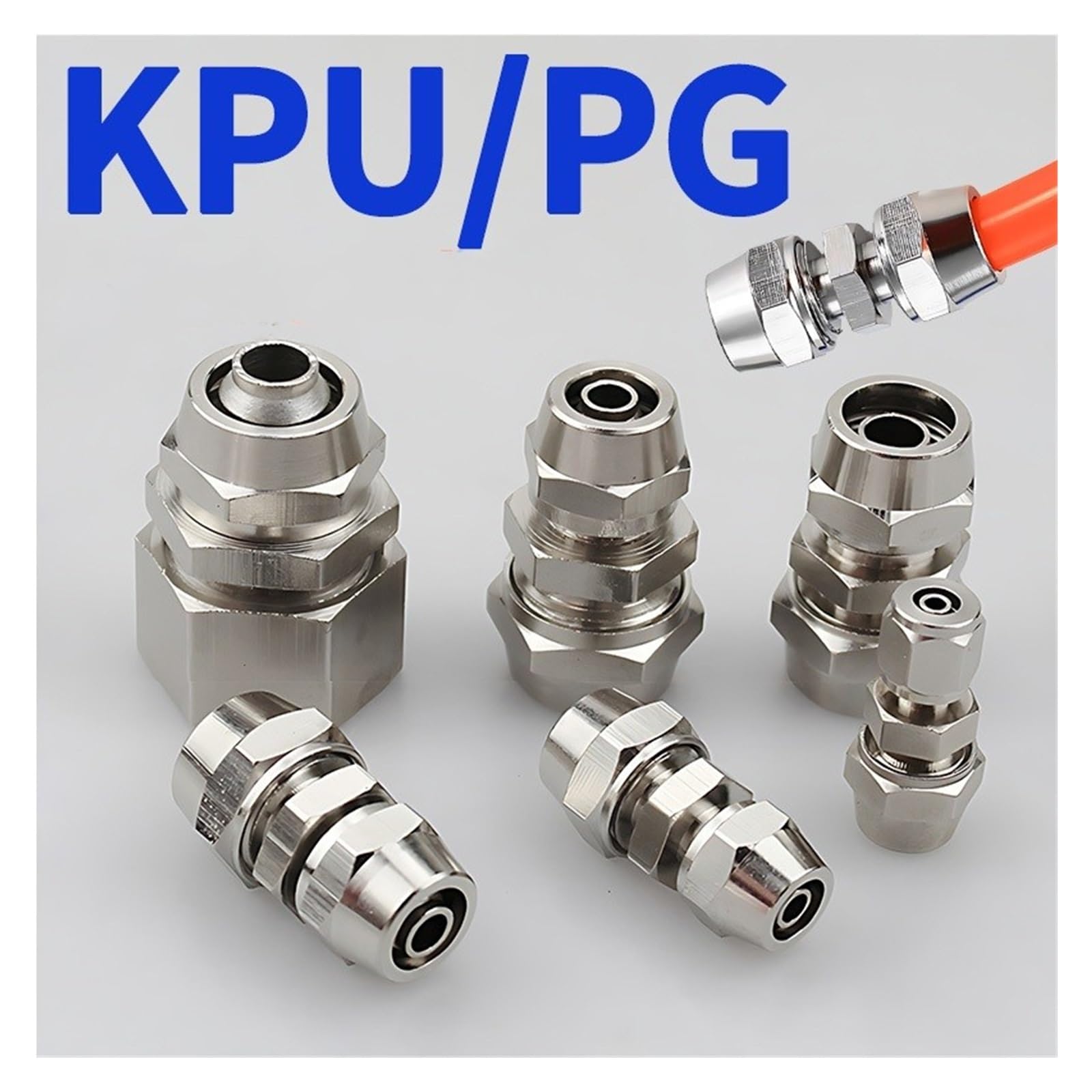 10 STÜCKE PU PG Pneumatische Schnellkupplung aus vernickeltem Kupfer for Schläuche - Außendurchmesser 4 mm bis 16 mm - schnelle Verbindungsstelle(KPU-6mm)
