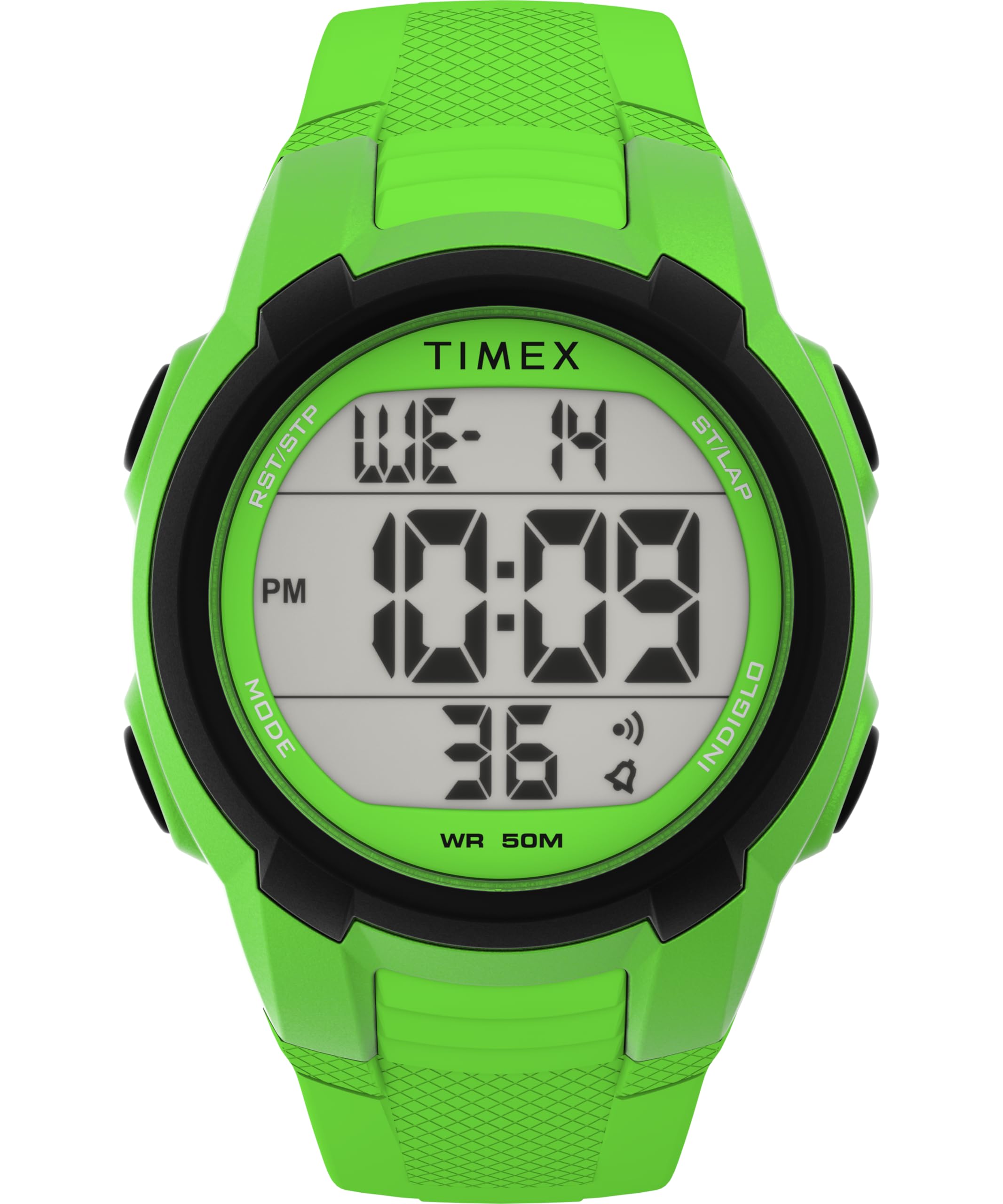 Timex Unisex Sport 40 mm Watch, Green PU Strap, Digital Dial, Green Case, TW5M62800