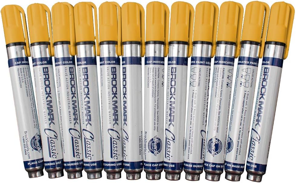 12 Pc Set Yellow Brockmark Classic Industrial Paint Markers