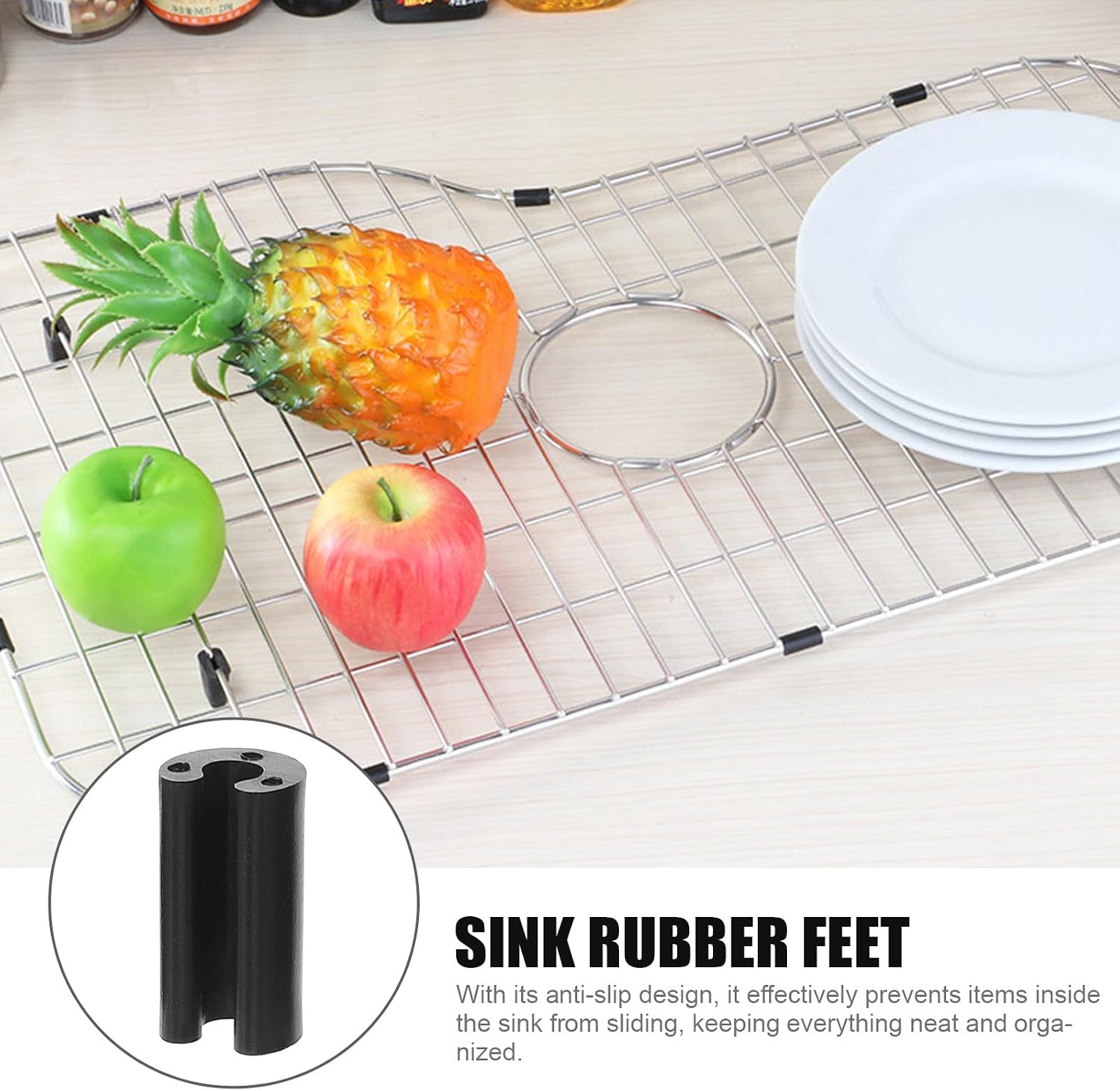 Luxshiny Non-Slip Rubber Feet for Sink Grid Replacement 50Pcs U-Shaped Pads for Kitchen Sink Protector Draining Basket Anti-Skid Bumpers Wire Rack Accessories