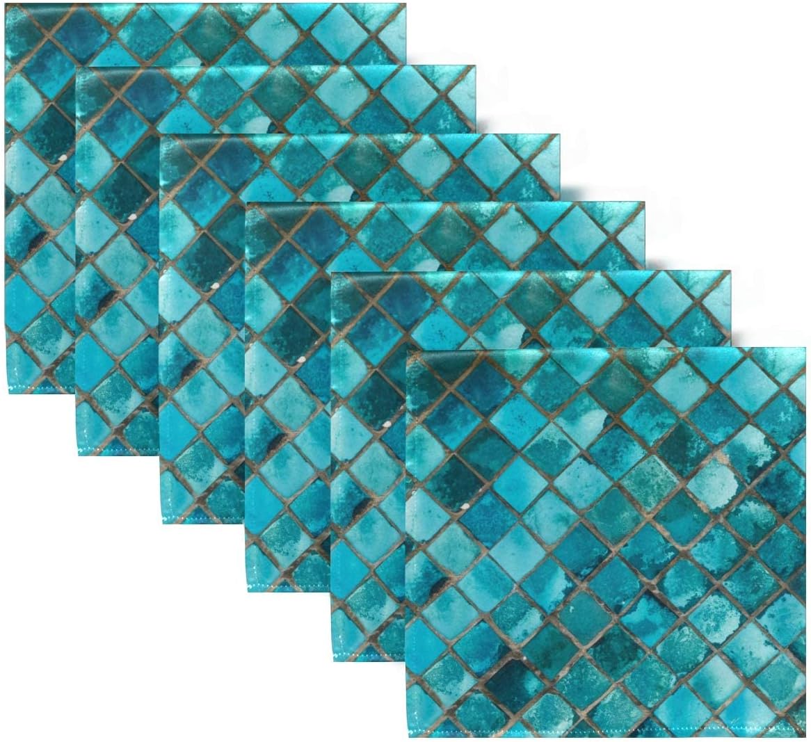 ALAZA Turquoise Blue Cloth Napkins Dinner Napkins Set of 6,Reusable Table Napkins Washable Polyester Fabric for Cocktail Party Holiday Wedding Home Decorative