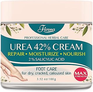 FIVONA Crema de urea al 42% con 2% de ácido salicílico, crema de pies para pies, máxima fuerza con árbol de té y extractos de aloe vera, loción para pies para talones secos agrietados, removedor de callos, crema reparadora hidratante