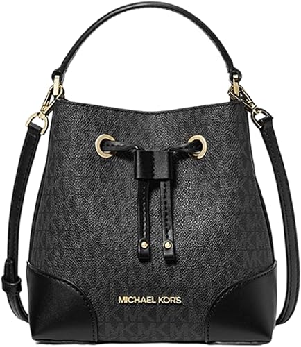 MICHAEL KORS Mercer - Bolso bandolera con logotipo pequeño (firma negra), negro, (Black Signature)