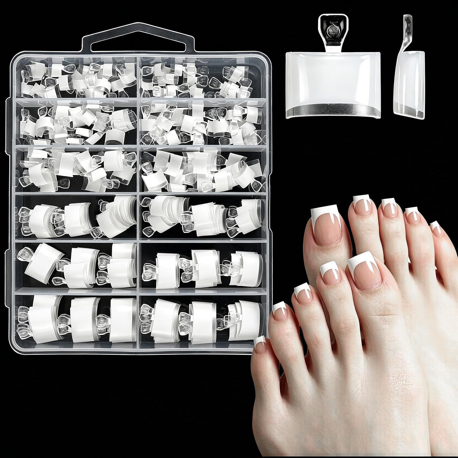 French Tip Toenail Tips - Acrylic Pedicure Extensions
