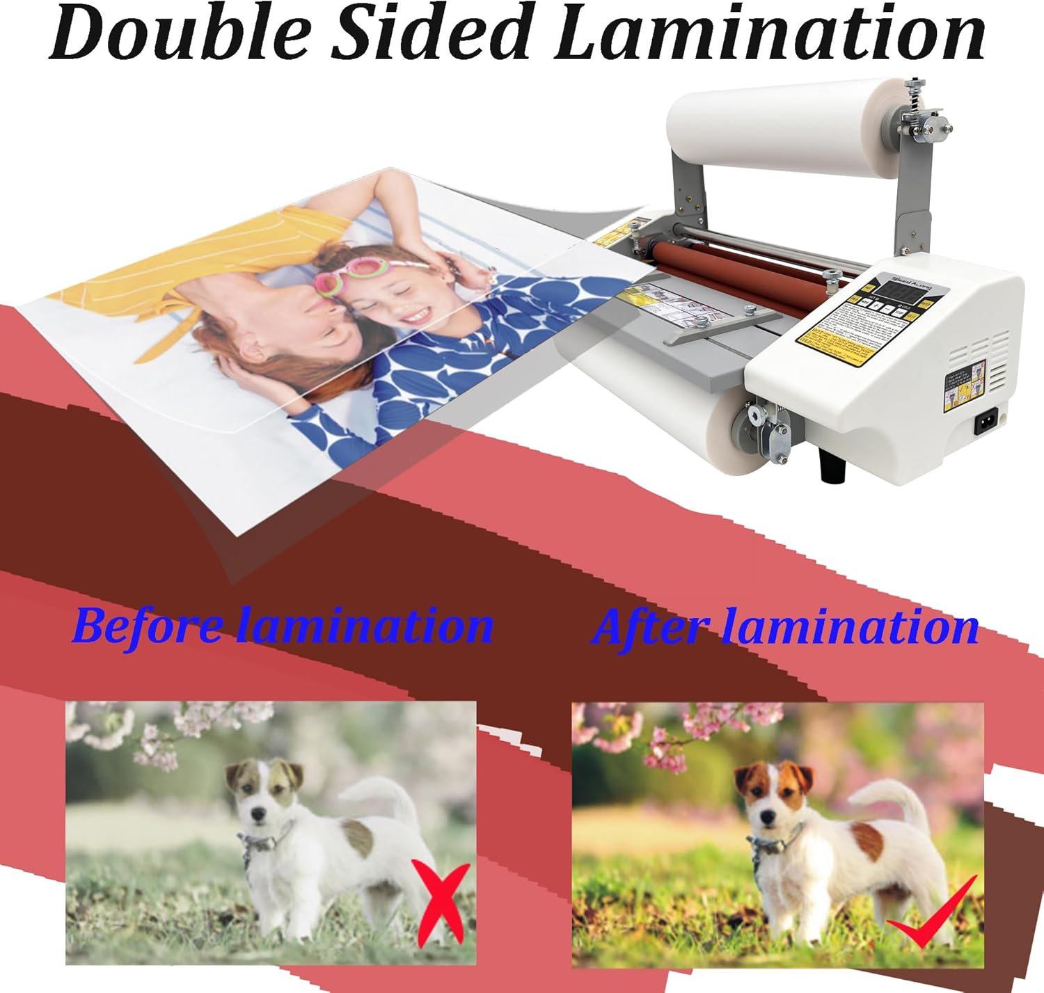INTSUPERMAI Hot Cold Roll Laminator Laminating Singe Doubel Side Thermal Laminator Laminating Machine with Digital Display Speed Adjustable Temperature 0-180℃ Adjusted 17.3inch/440mm A2+