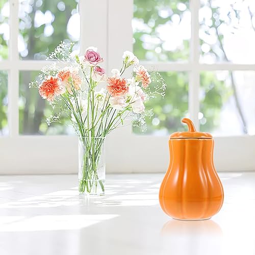 Miniatura 3 de UPKOCH Tarro de té de cerámica con forma de calabaza, tarro de caramelo suelto, tarro de té, café, azúcar, recipiente de alimentos para decoración