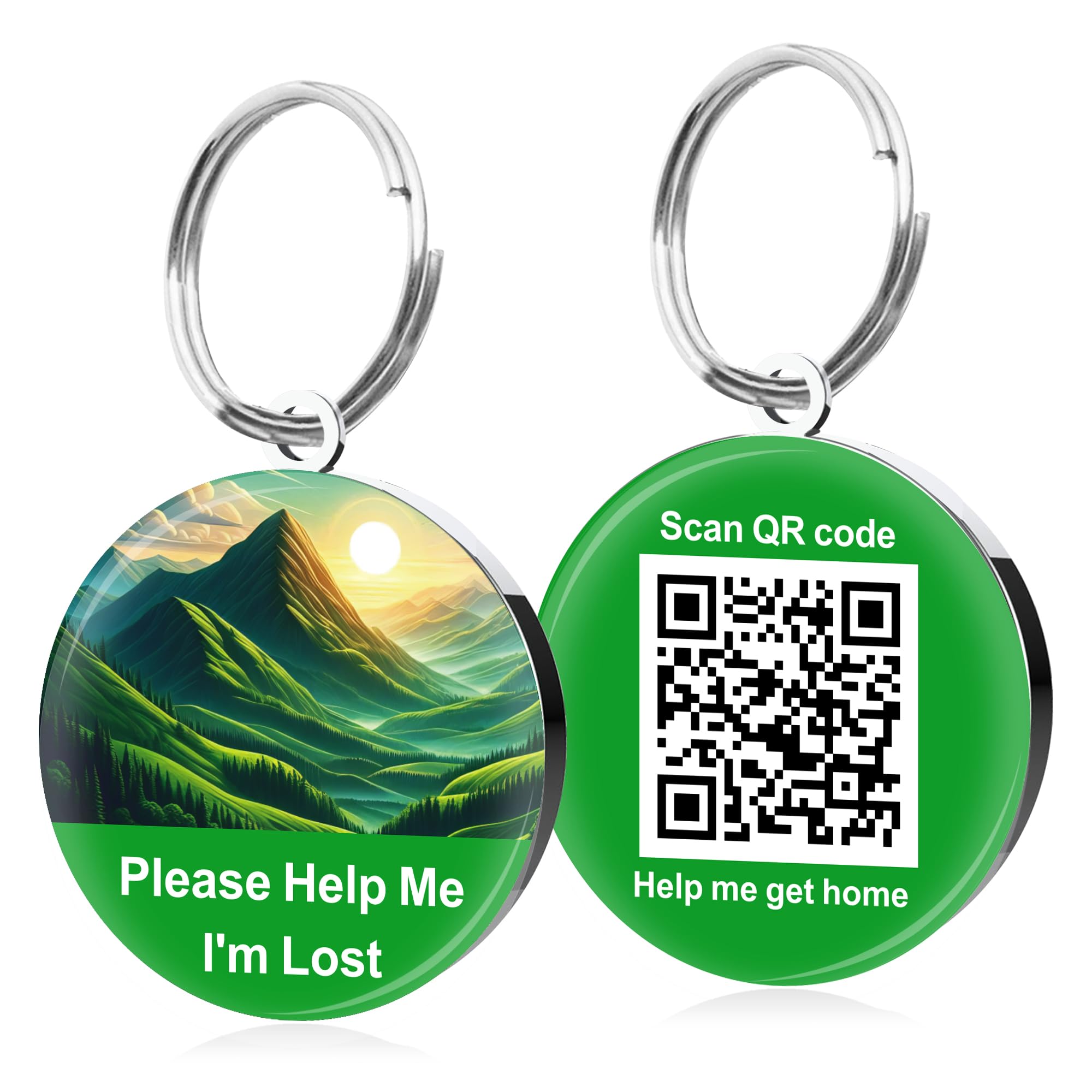 QR Code Dog Tags ID Tags for Dog Name ID Tag Cat Tags Online Pet Profile Scan QR Receive Instant Pet Location Alert Email Quiet Tag (Green