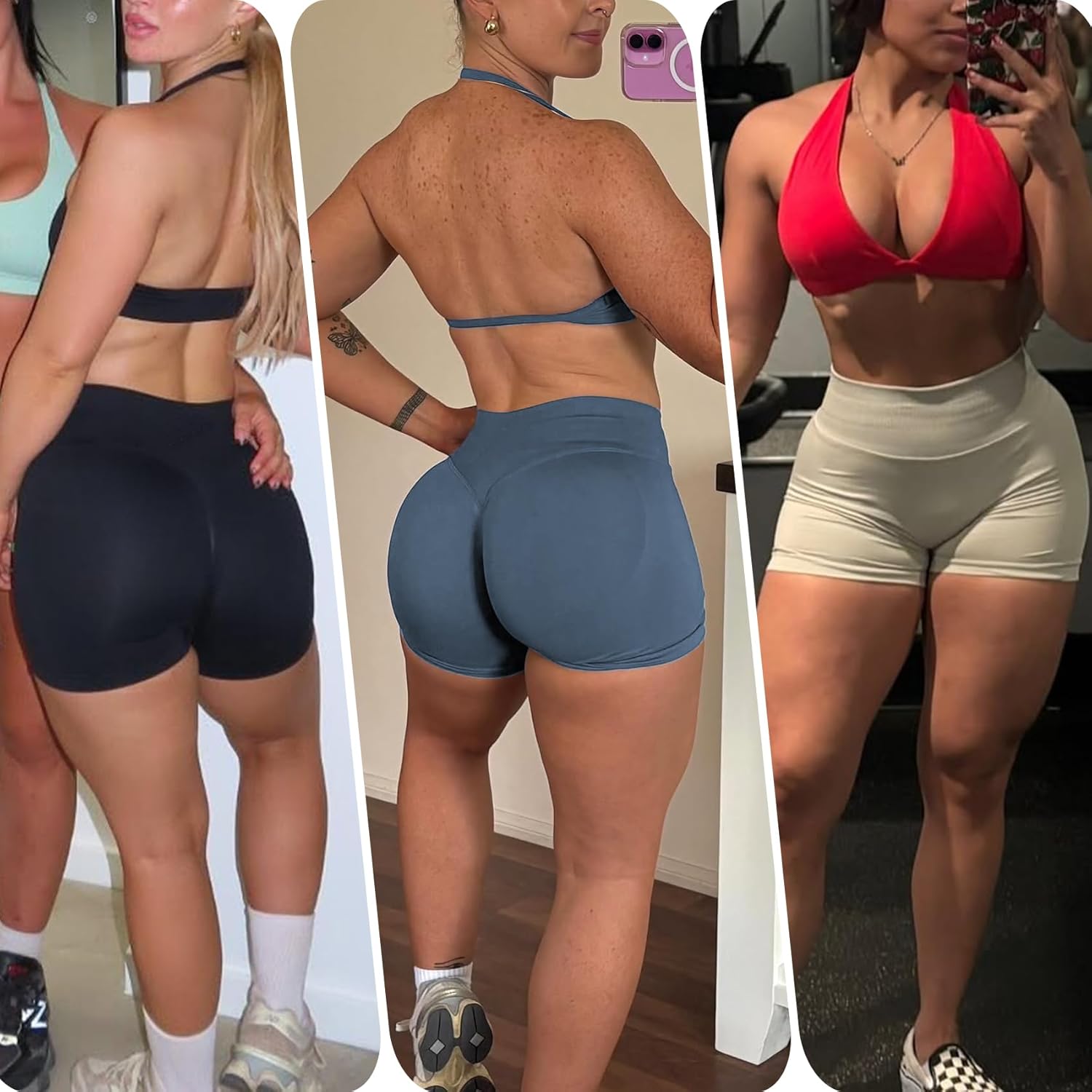 3 Piece Workout Shorts Womens Scrunch Butt Lifting Impact Shorts Seamless Yoga Gym Boom Booty Short Running Pants - Image 6