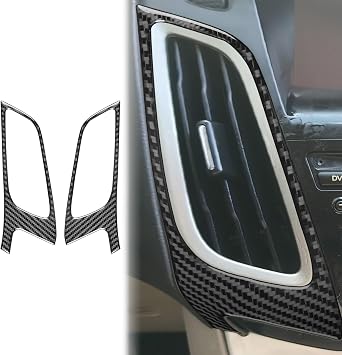 for Ford Focus S SE SEL 2012-2014 Accessories AC Vent Outlet | Real Carbon Fiber, for Ford Focus S SE SEL Titanium Electric 2012 2013 2014, Interior Trim Cover, Soft Thick Sticker