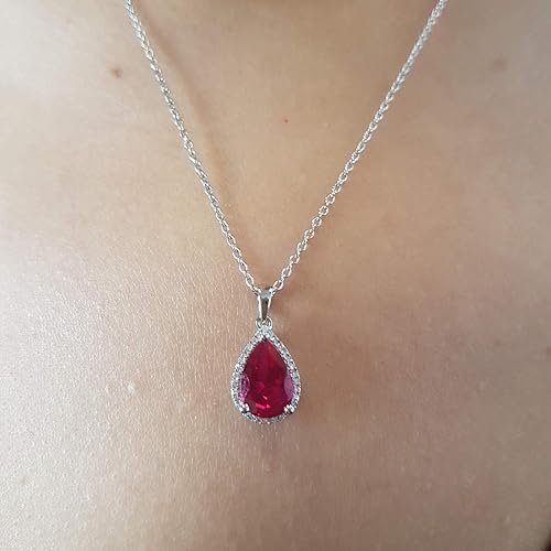 Miniatura 10 de Dazzlingrock Collection Colgante de lágrima de oro blanco de 18 quilates de 0394 x 0276in con corte de pera y diamante de corte redondo para mujer