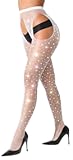 lmotpe Fishnet Stockings for Women Tights Rhinestone Women's Sparkly Stockings High Waist Fishnets