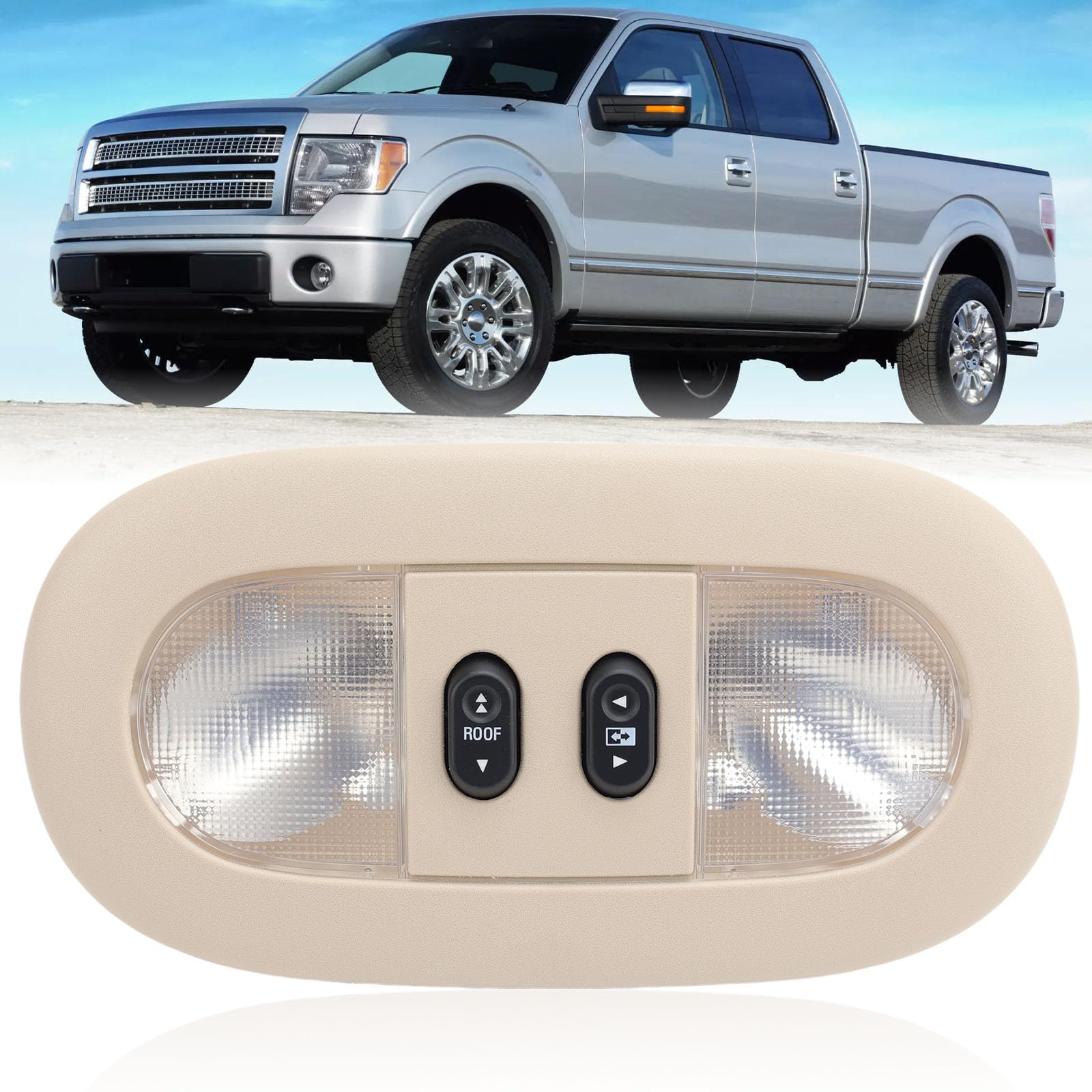 LED Overhead Console Reading Light Compatible with Ford F150 2004-2008 Lincoln Mark LT 2006-2008 Interior Dome Roof Map Lamp Cab Light(Beige)