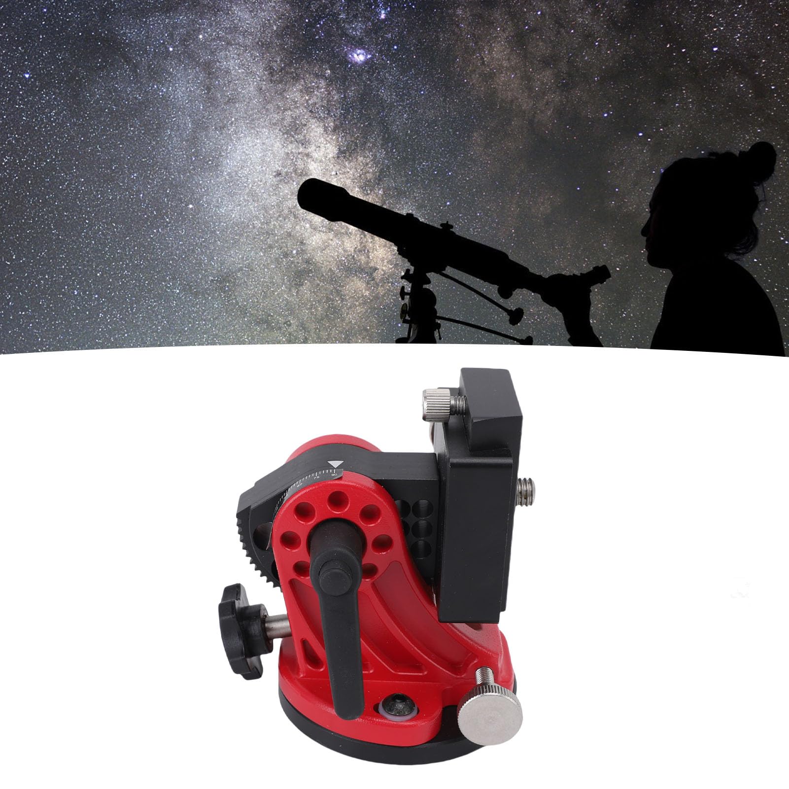 Fafeicy Podstawa do Montażu Teleskopu Latitude Regulowana Podstawa do Montażu Paralaktycznego ze Stopu Aluminium od 0 90 Stopni z kopułką poziomującą 3 8-calowy Gwint Astrofotografii dla (Czarny