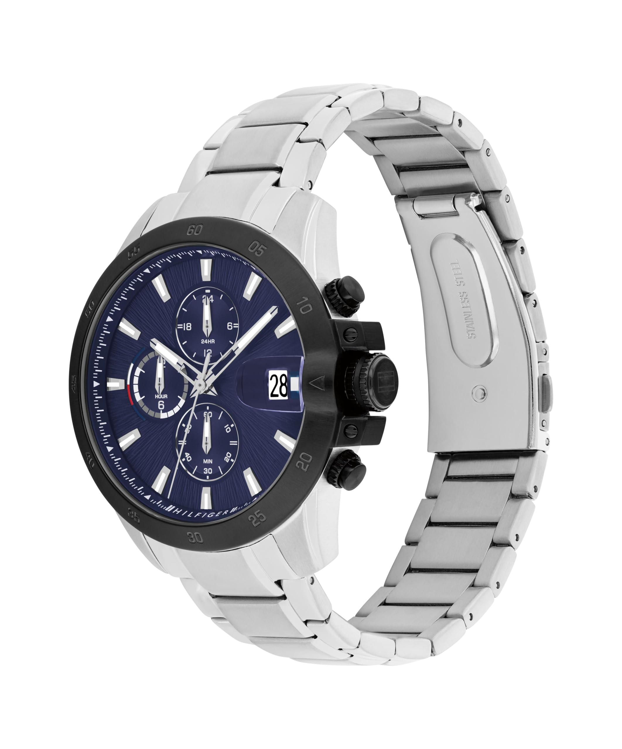 Tommy Hilfiger Orologio al Quarzo a Doppio Fuso Orario da Uomo con Cinturino in Acciaio Inossidabile o in Pelle
