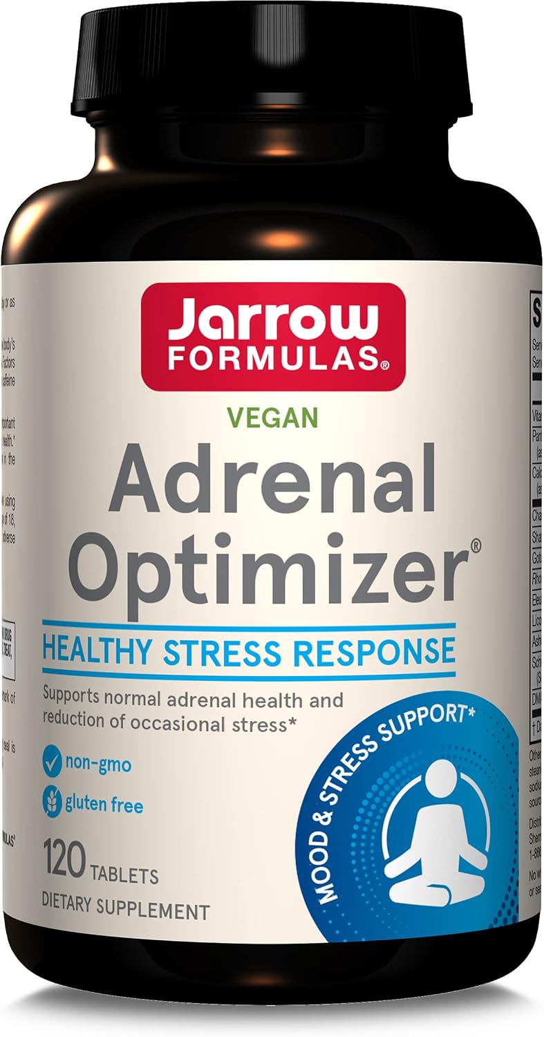 Jarrow Formulas Adrenal Optimizer - 120 Tablets - Dietary Supplement Supports Adrenal Health & Immune System - Combines 12 Nutrients & Nutraceuticals - 60 Servings (Packaging May Vary)