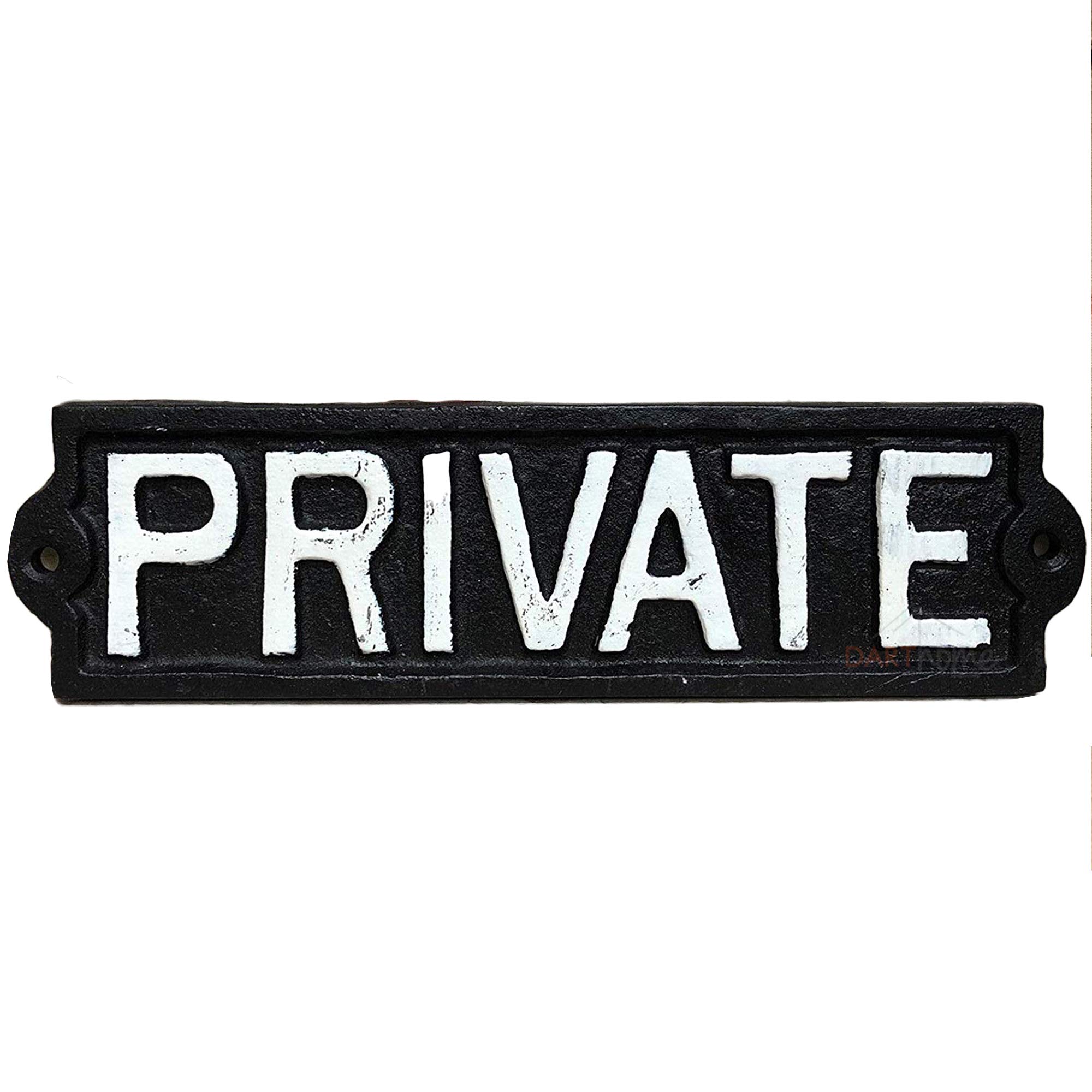 Darthome Antique Black Cast Iron Wall Mounted Garden Gate Door Sign Plaque Private 22cm