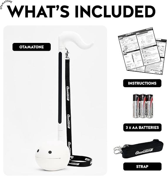 Otamatone Deluxe White Musical Instrument Toy and Blue Portable Case Bundle Set