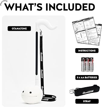 Otamatone Deluxe White Musical Instrument Toy and Blue Portable Case Bundle Set