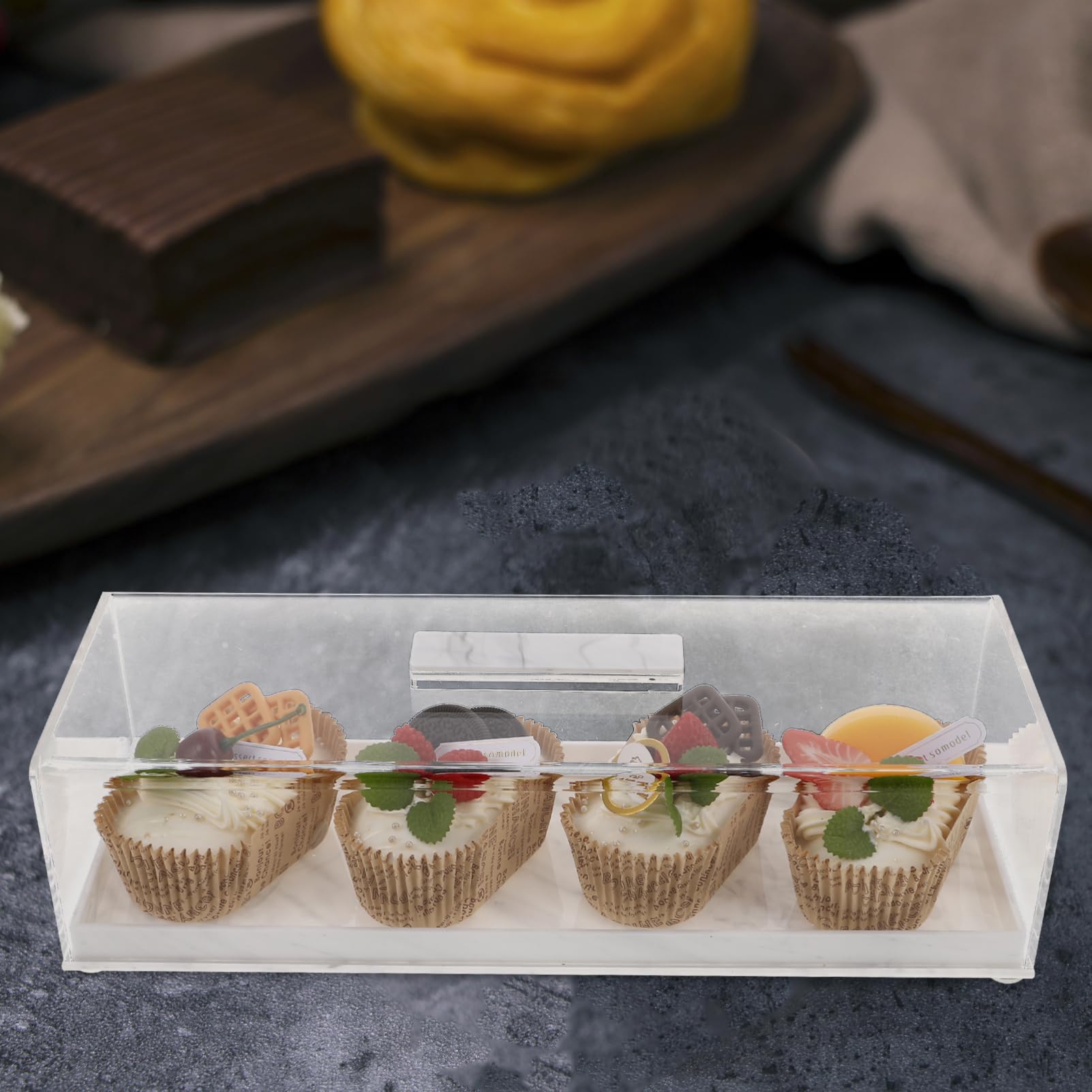 Ciieeo Bandeja Blanco de Acrílico Rectangular Pasteles para Servir