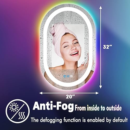 Miniatura 10 de ARUMMA Espejo LED ovalado de baño con luces de 24 x 16 pulgadas, espejo iluminado ovalado para baño, montado en la pared, espejo de tocador
