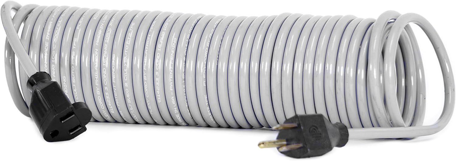 Flexy Coiled Extension Cord 16 Gauge 13 Amps Extends From 10 In. To