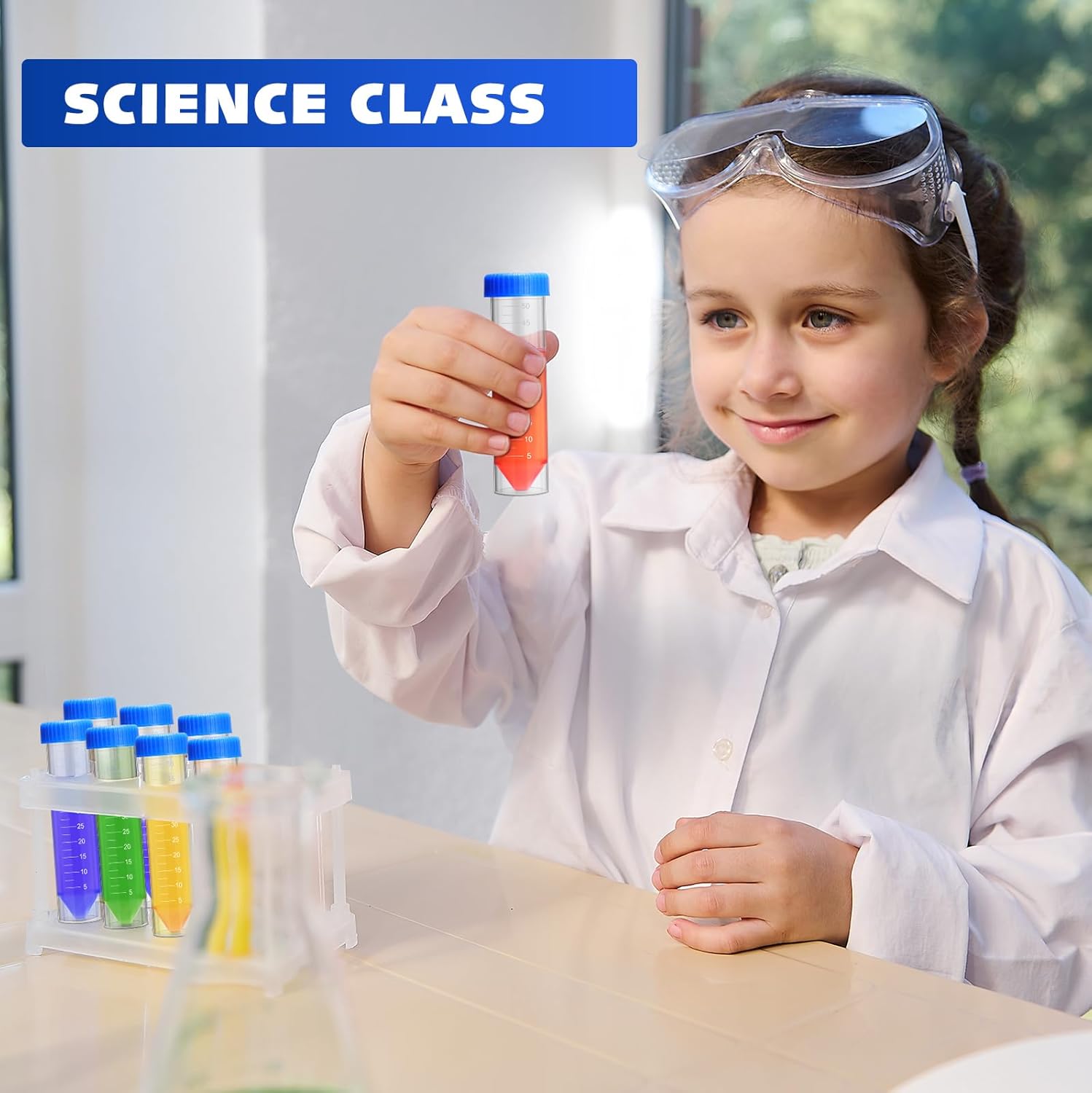 Xuhal 400 Counts 50ml Centrifuge Tubes with Screw Cap Self Standing Plastic Test Tubes with Lids Polypropylene Lab Tubes, Skirted Conical Bottom, Graduated Marks for Science Experiments Seeds Spices - Image 3