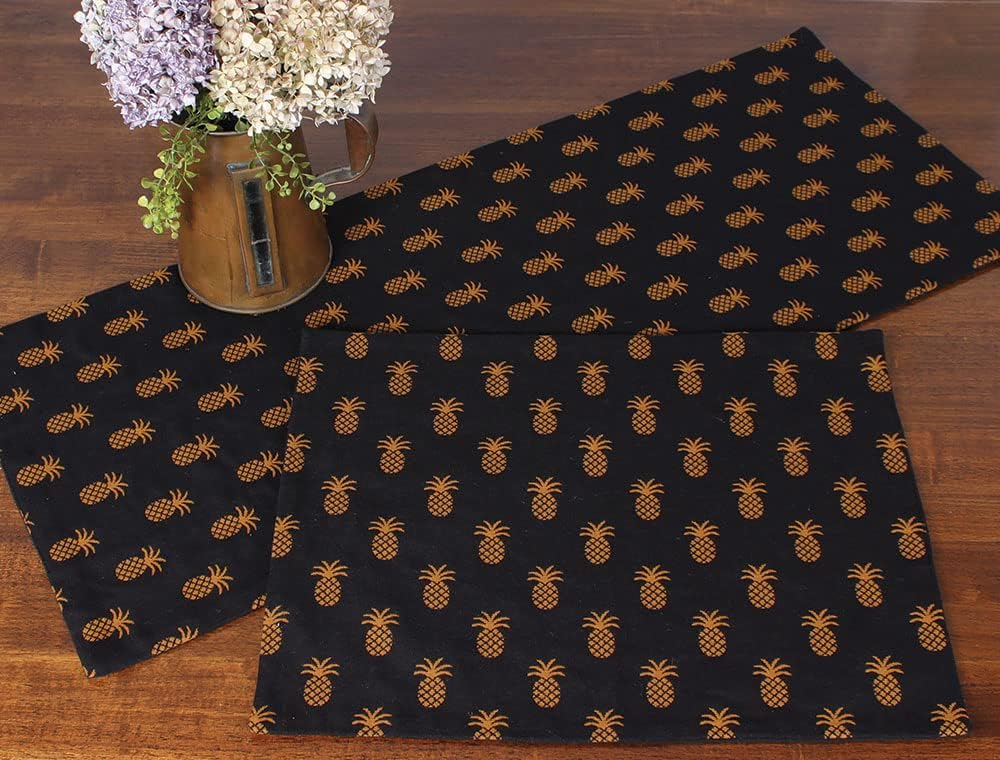 Home Collection by Raghu Black Pineapple Town Placemat (Set of 6), One Size